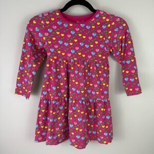 Blossom + Sprout Pink Tulip Heart Dress Girls 6 Long Sleeve Cotton Play Dress
